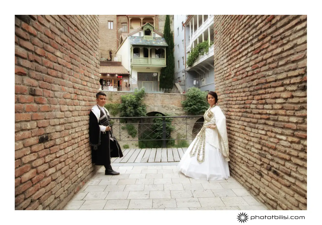 Photography shooting in Georgian national dress