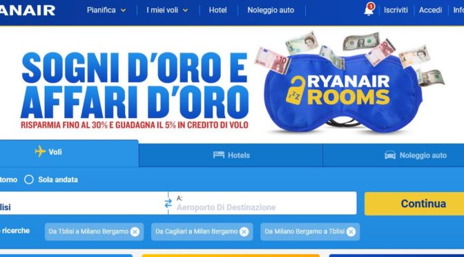 Ryanair vola su Tbilisi da Milano Bergamo